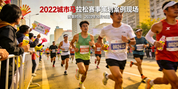 2022年城市马拉松赛事策划案例现场图，参赛者奔跑在城市街道